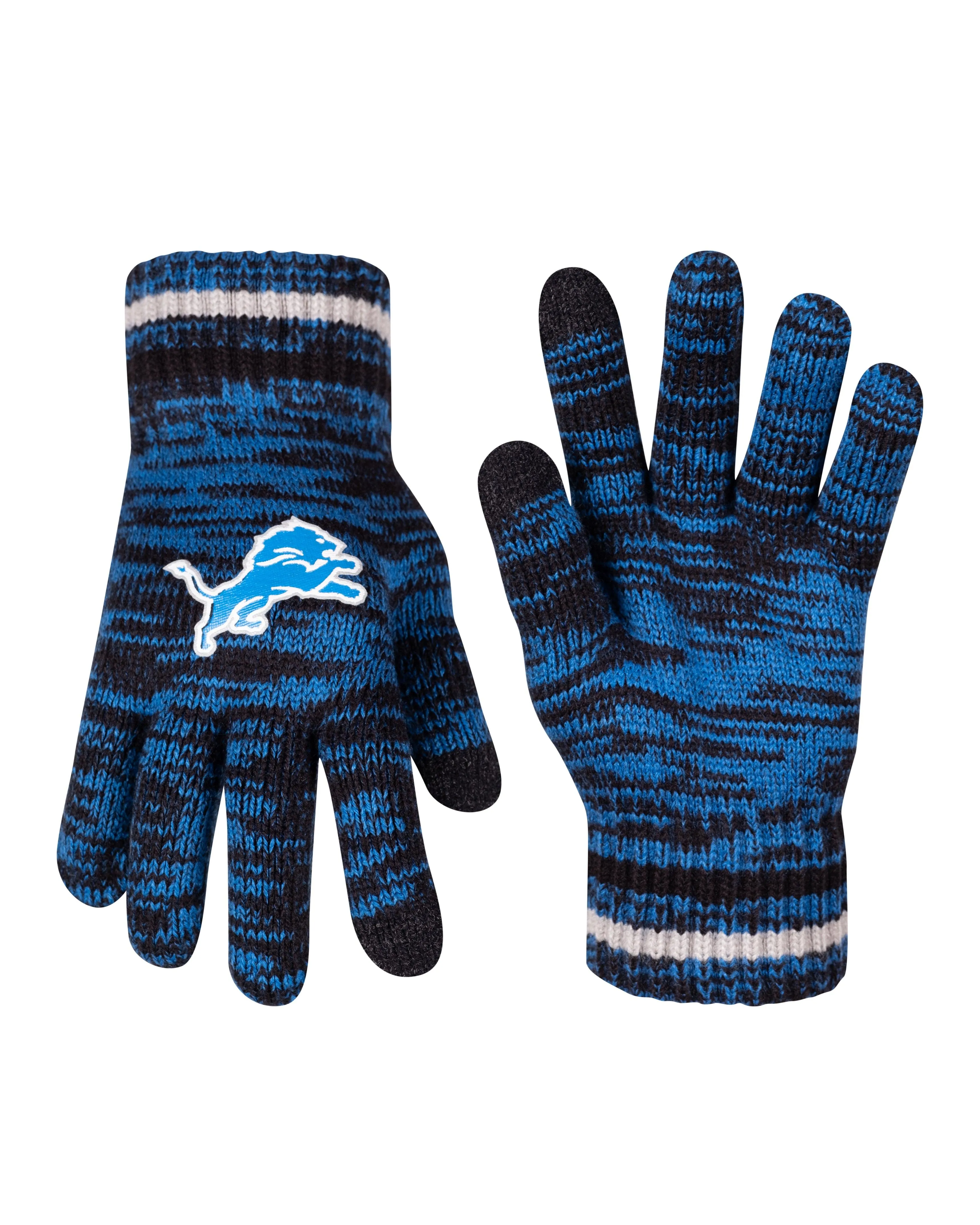 Ultra Game NFL Official Youth Super Soft Marled Winter Beanie Knit Hat with Extra Warm Touch Screen Gloves, Detroit Lions, Team Color, 1SIZE|Detroit Lions