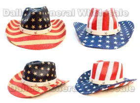 USA Flag Straw Cowboy Hats Wholesale