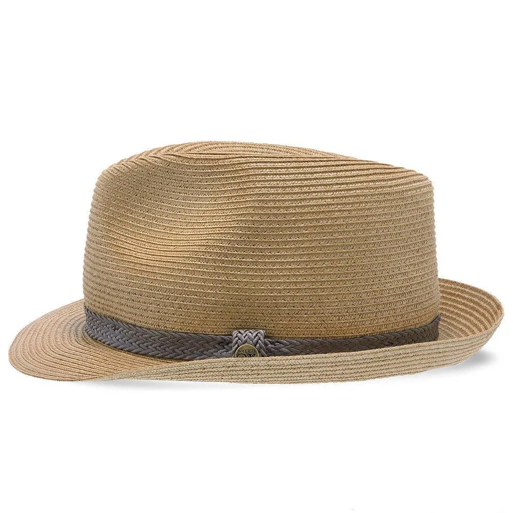 Walrus Hats Paper Braid Straw Fedora Hat w/ Grey Band