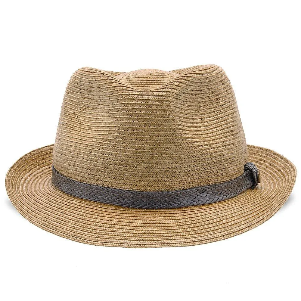 Walrus Hats Paper Braid Straw Fedora Hat w/ Grey Band