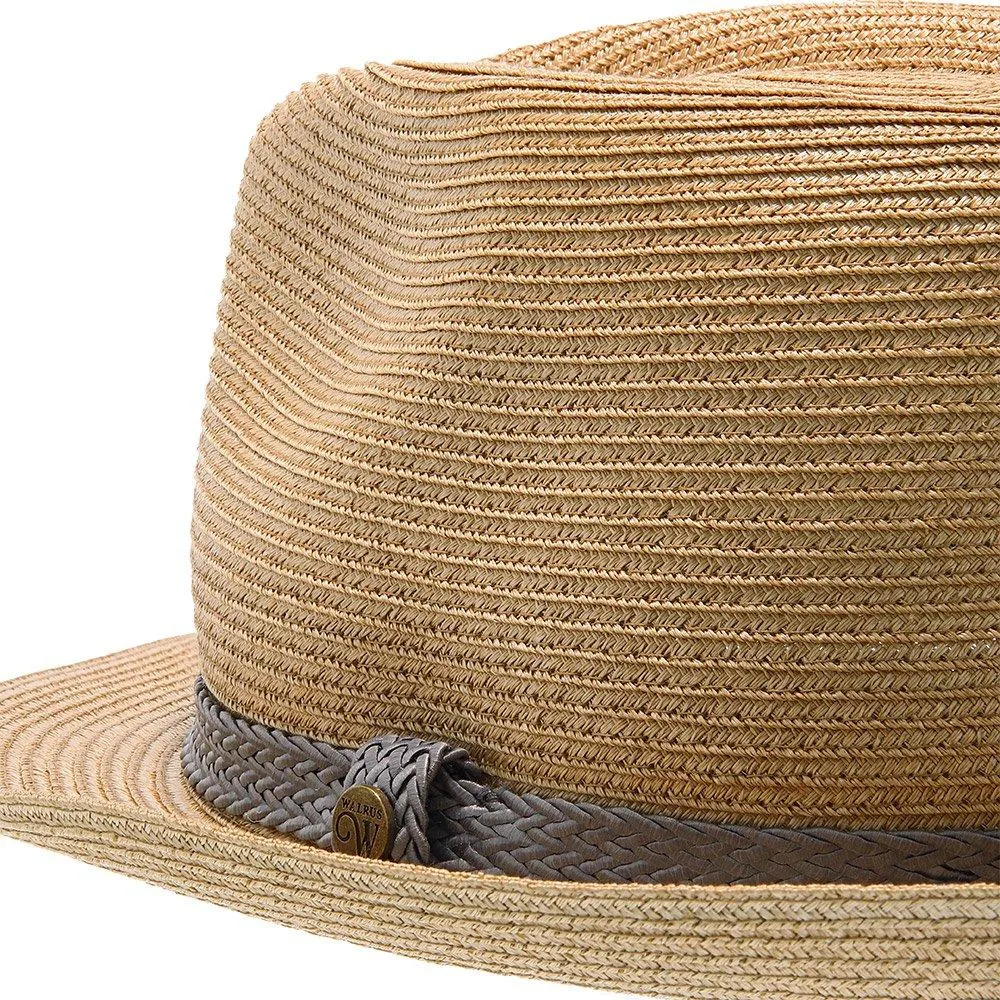 Walrus Hats Paper Braid Straw Fedora Hat w/ Grey Band