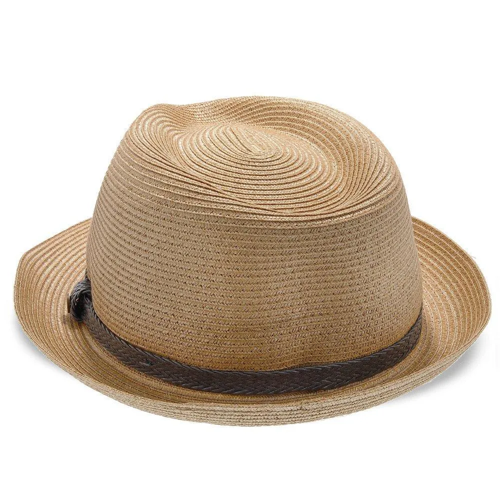 Walrus Hats Paper Braid Straw Fedora Hat w/ Grey Band