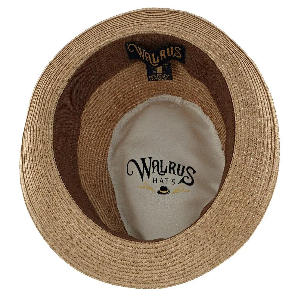 Walrus Hats Paper Braid Straw Fedora Hat w/ Grey Band