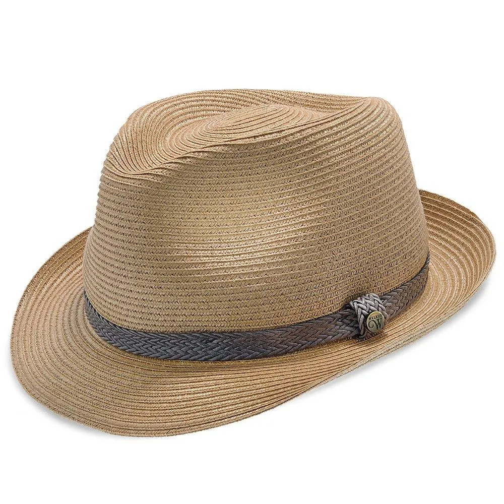 Walrus Hats Paper Braid Straw Fedora Hat w/ Grey Band