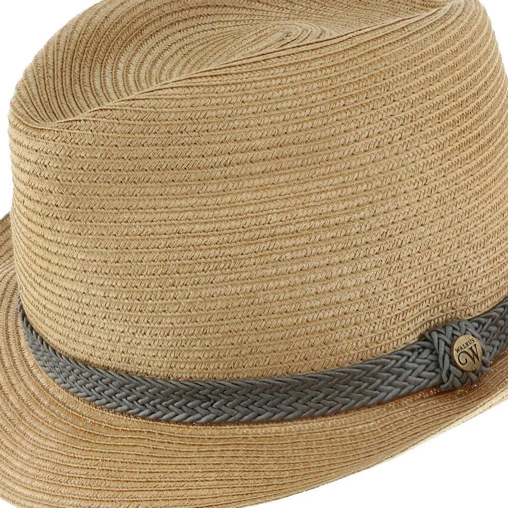 Walrus Hats Paper Braid Straw Fedora Hat w/ Grey Band