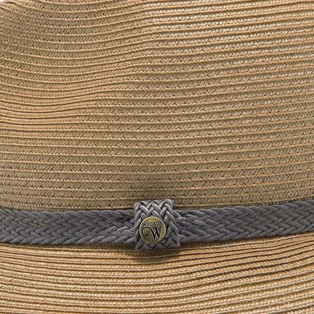 Walrus Hats Paper Braid Straw Fedora Hat w/ Grey Band