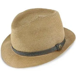 Walrus Hats Paper Braid Straw Fedora Hat w/ Grey Band