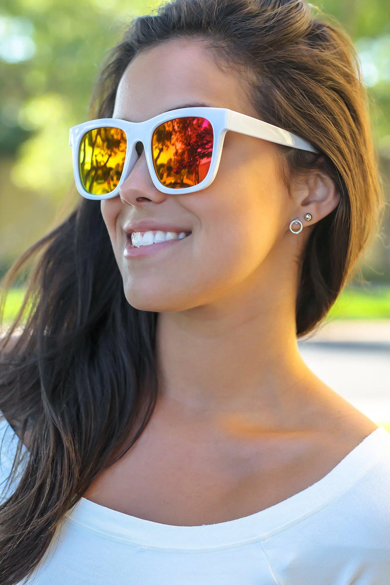 White Sunglasses with Orange Lenses