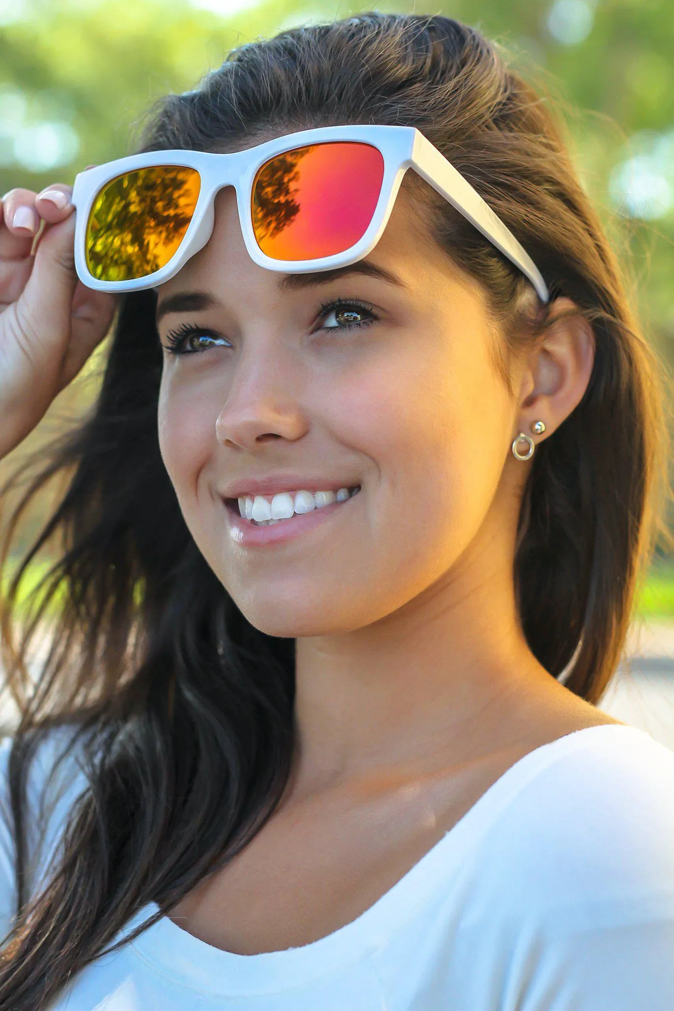 White Sunglasses with Orange Lenses