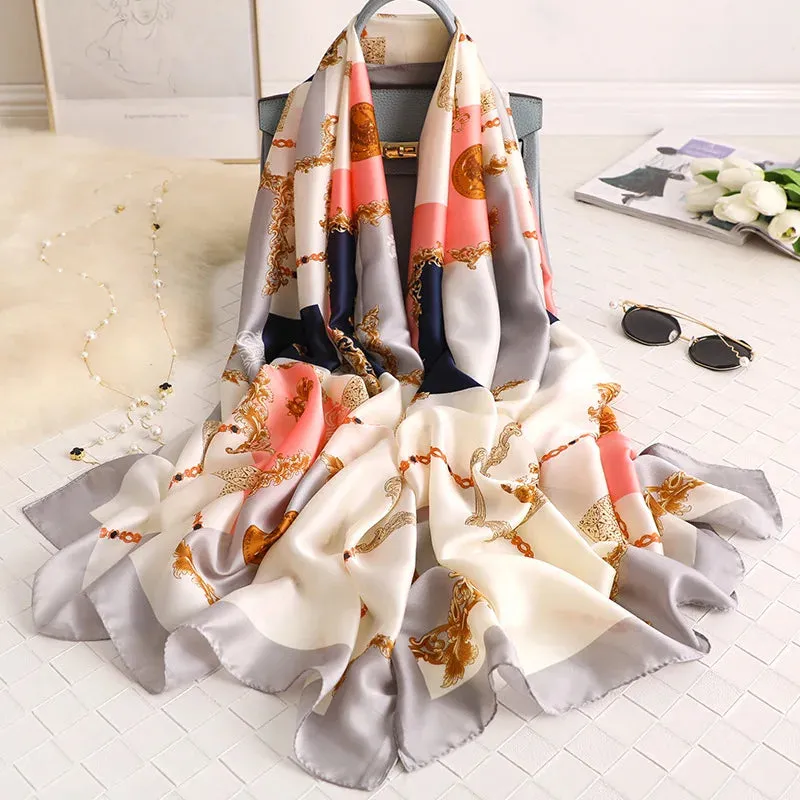 Women Fashion Print Silk Scarf Luxury Warm 180X90CM Shawl