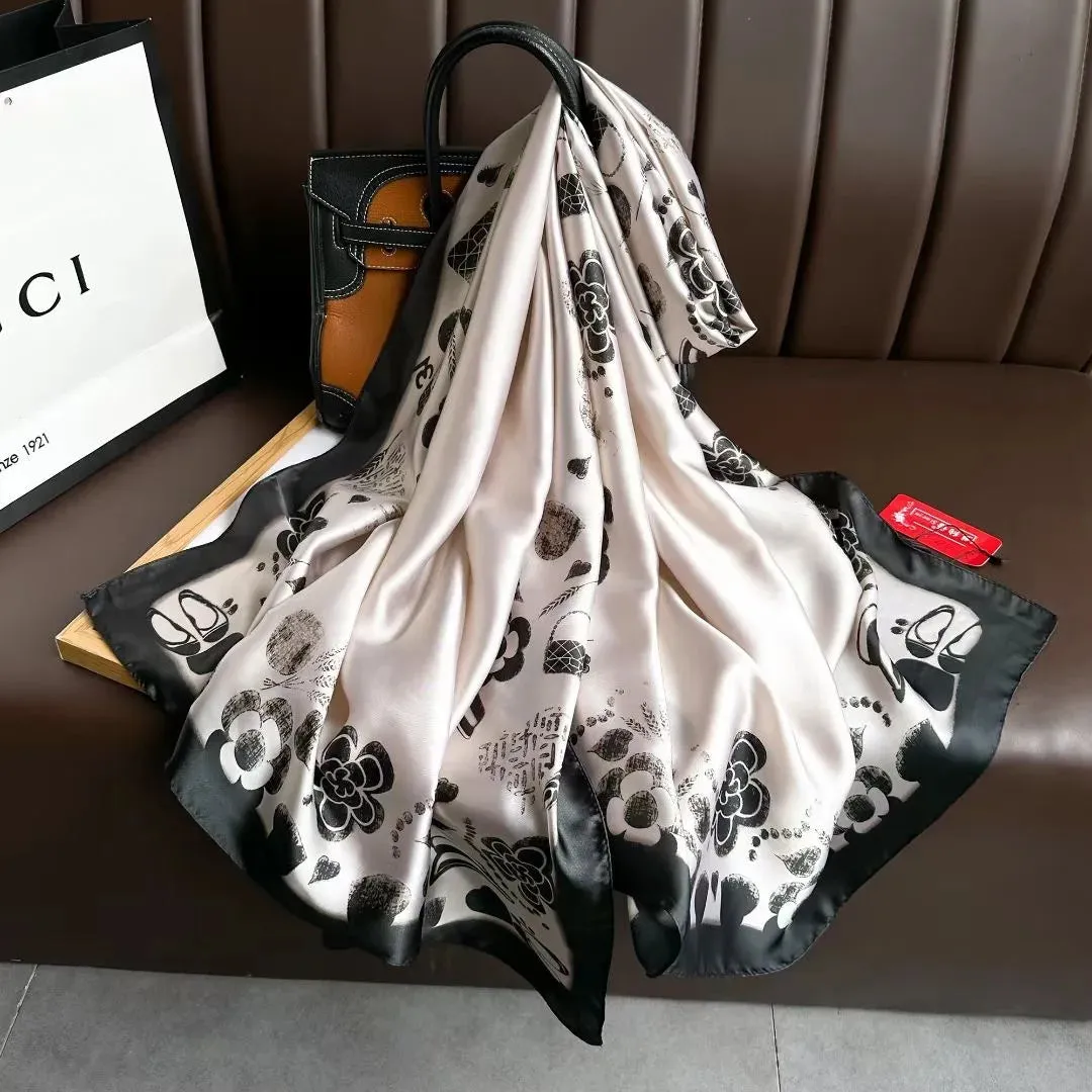 Women Fashion Print Silk Scarf Luxury Warm 180X90CM Shawl