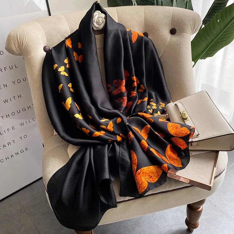 Women Fashion Print Silk Scarf Luxury Warm 180X90CM Shawl