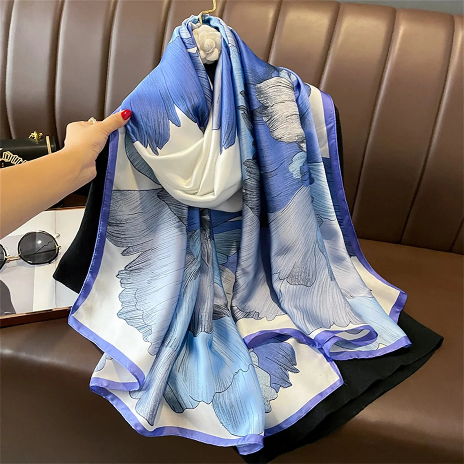 Women Fashion Print Silk Scarf Luxury Warm 180X90CM Shawl