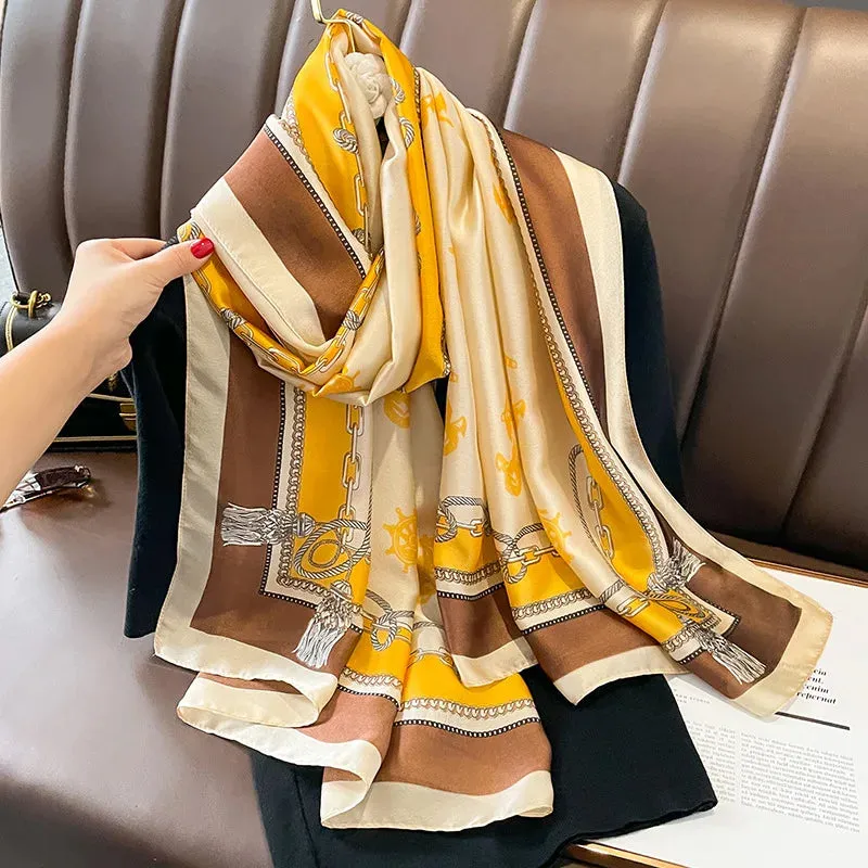 Women Fashion Print Silk Scarf Luxury Warm 180X90CM Shawl