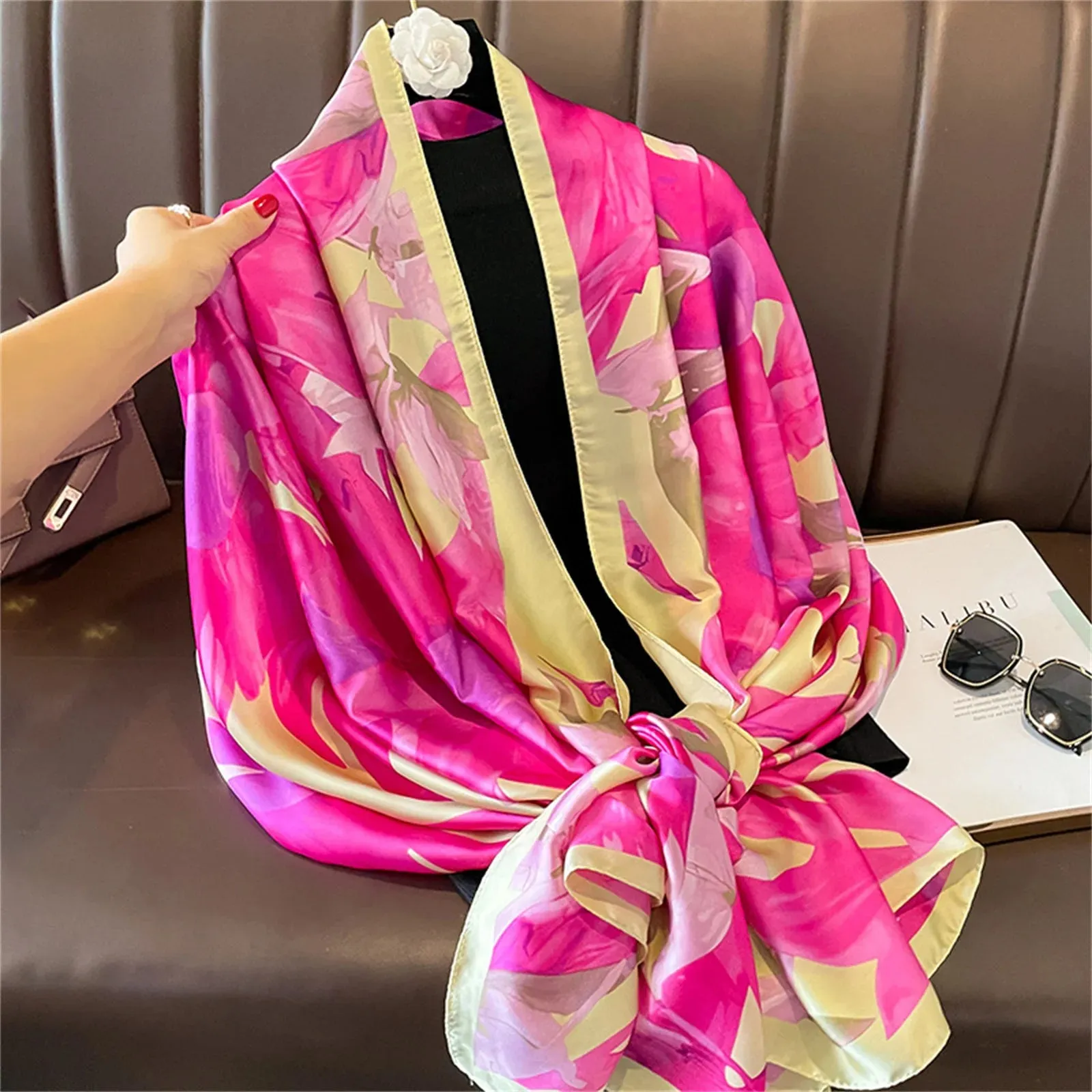 Women Fashion Print Silk Scarf Luxury Warm 180X90CM Shawl