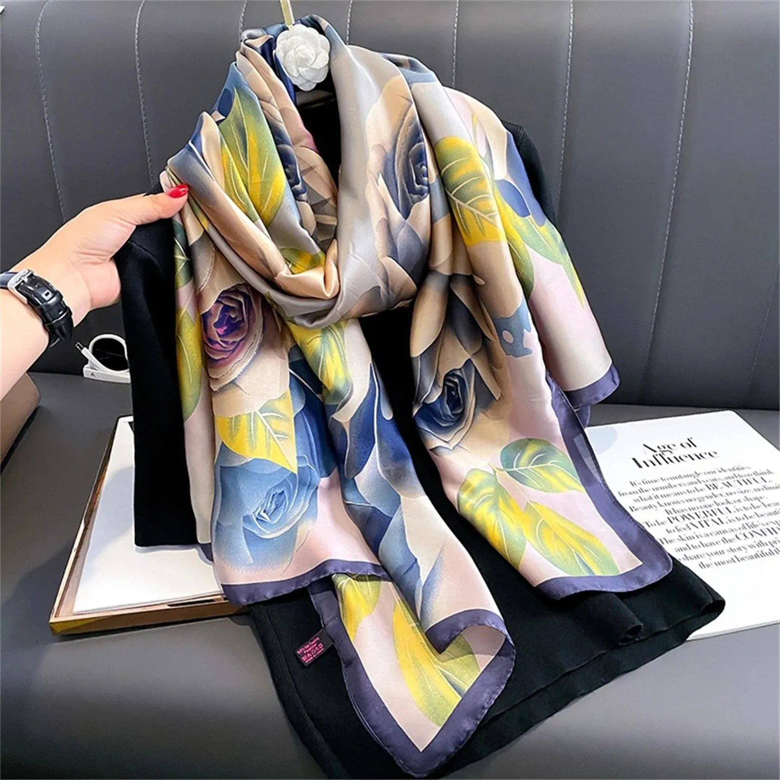 Women Fashion Print Silk Scarf Luxury Warm 180X90CM Shawl