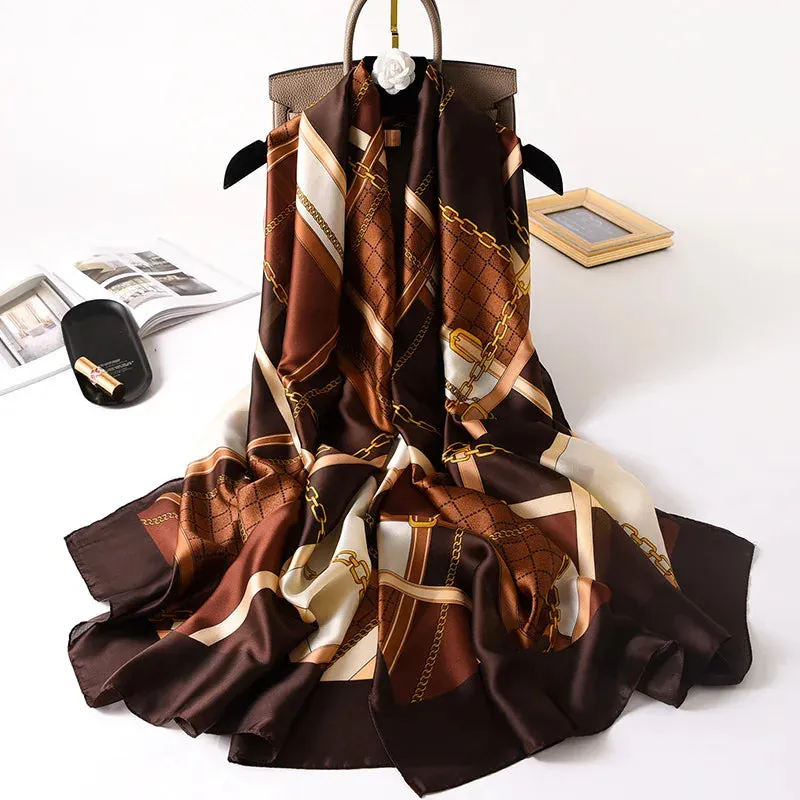 Women Fashion Print Silk Scarf Luxury Warm 180X90CM Shawl