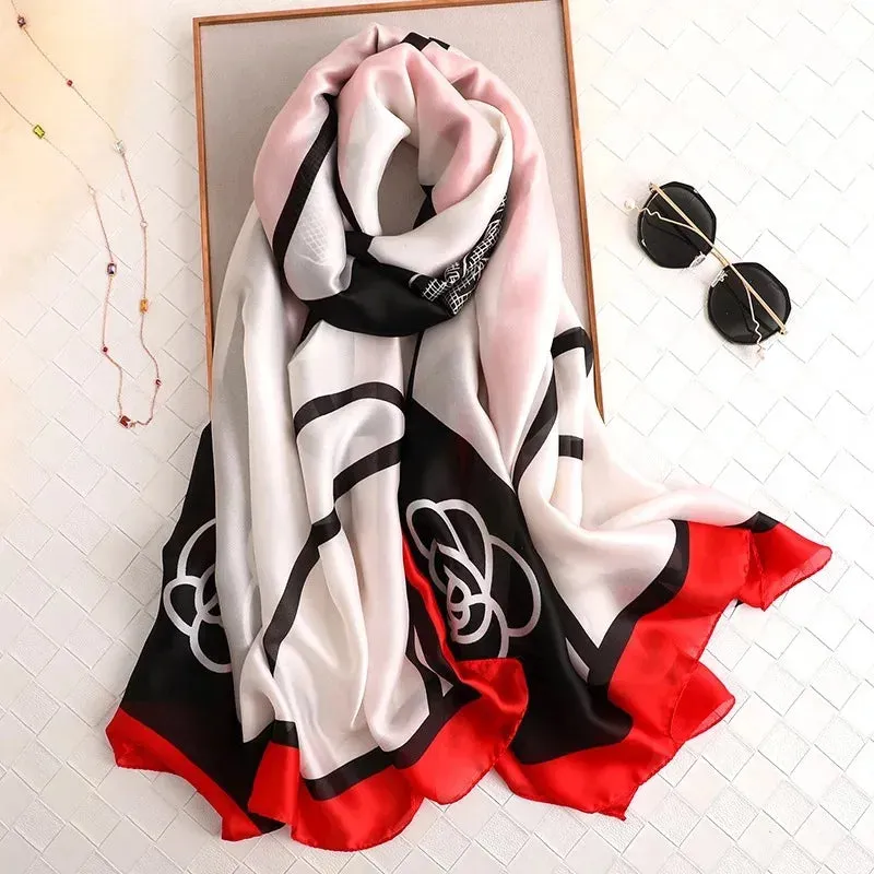 Women Fashion Print Silk Scarf Luxury Warm 180X90CM Shawl