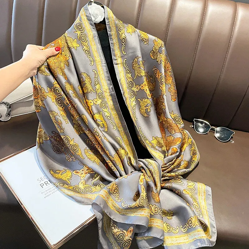 Women Fashion Print Silk Scarf Luxury Warm 180X90CM Shawl