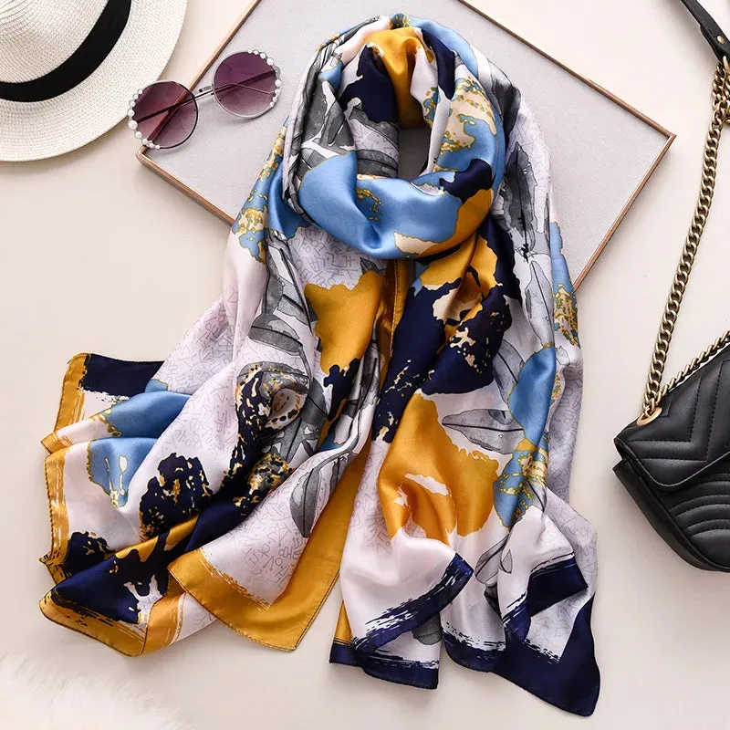 Women Fashion Print Silk Scarf Luxury Warm 180X90CM Shawl