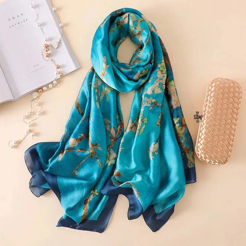 Women Fashion Print Silk Scarf Luxury Warm 180X90CM Shawl