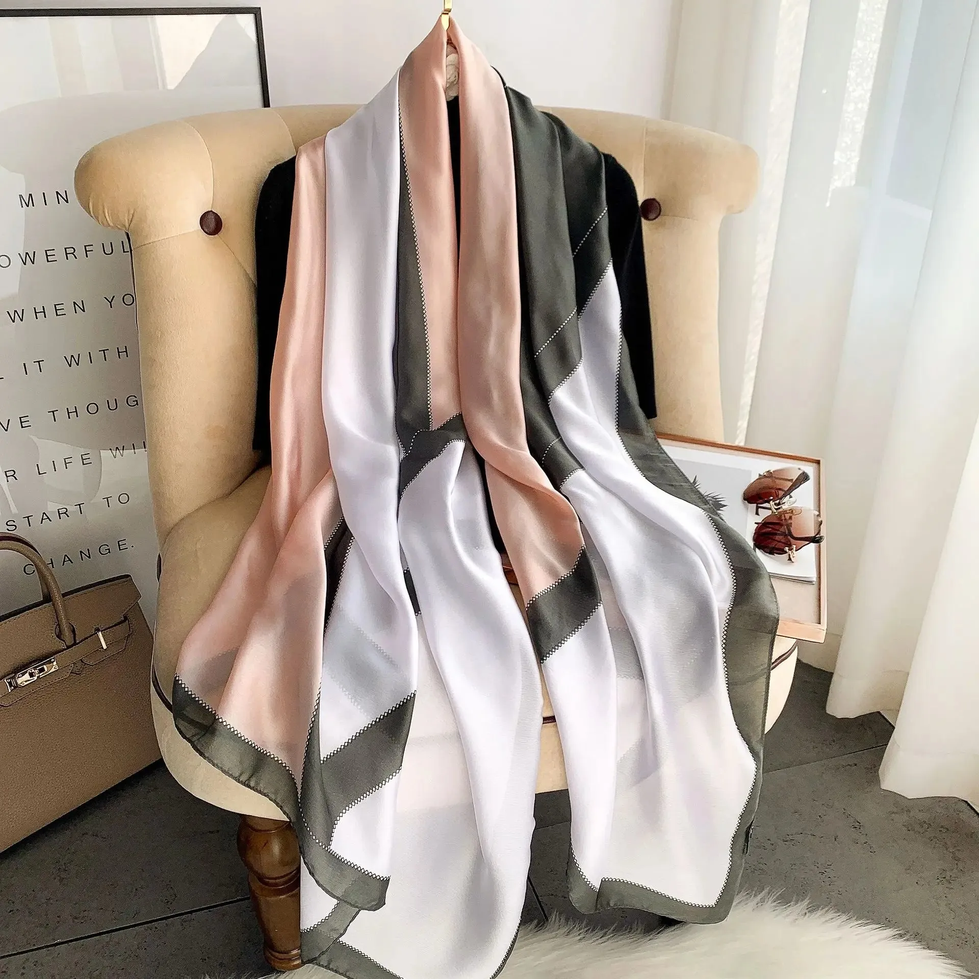 Women Fashion Print Silk Scarf Luxury Warm 180X90CM Shawl