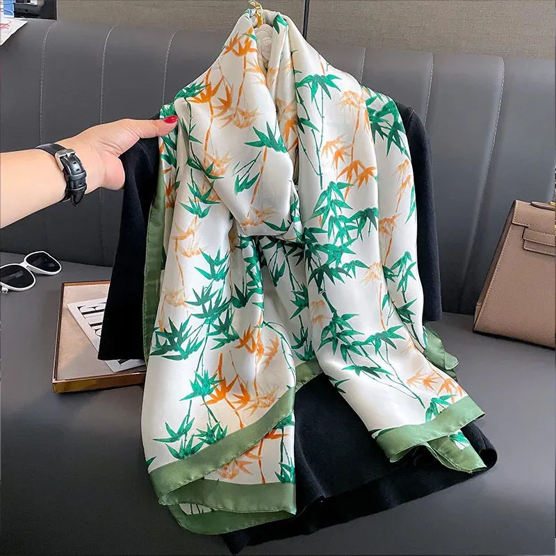 Women Fashion Print Silk Scarf Luxury Warm 180X90CM Shawl