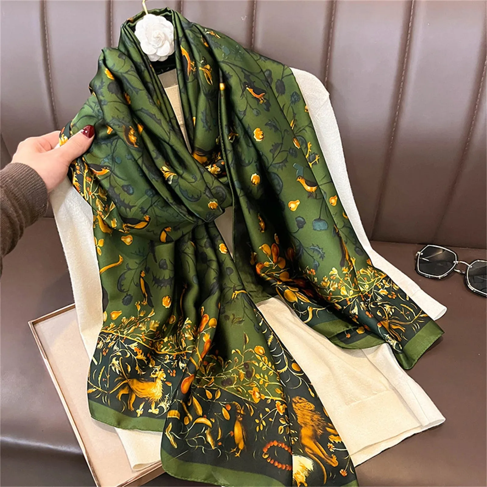 Women Fashion Print Silk Scarf Luxury Warm 180X90CM Shawl