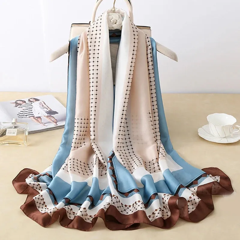 Women Fashion Print Silk Scarf Luxury Warm 180X90CM Shawl