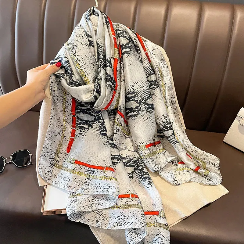 Women Fashion Print Silk Scarf Luxury Warm 180X90CM Shawl