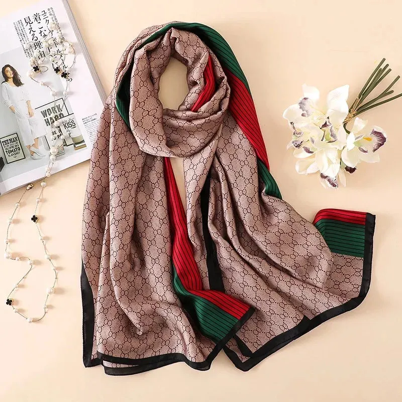 Women Fashion Print Silk Scarf Luxury Warm 180X90CM Shawl