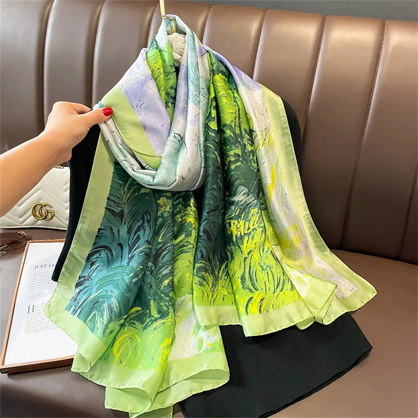 Women Fashion Print Silk Scarf Luxury Warm 180X90CM Shawl