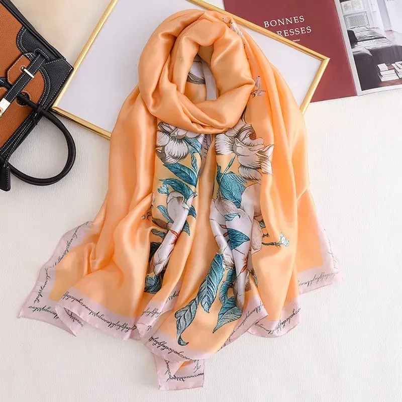 Women Fashion Print Silk Scarf Luxury Warm 180X90CM Shawl