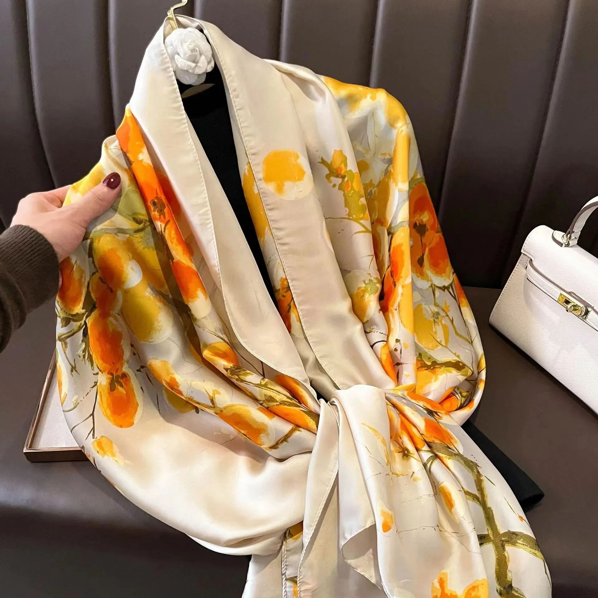 Women Fashion Print Silk Scarf Luxury Warm 180X90CM Shawl