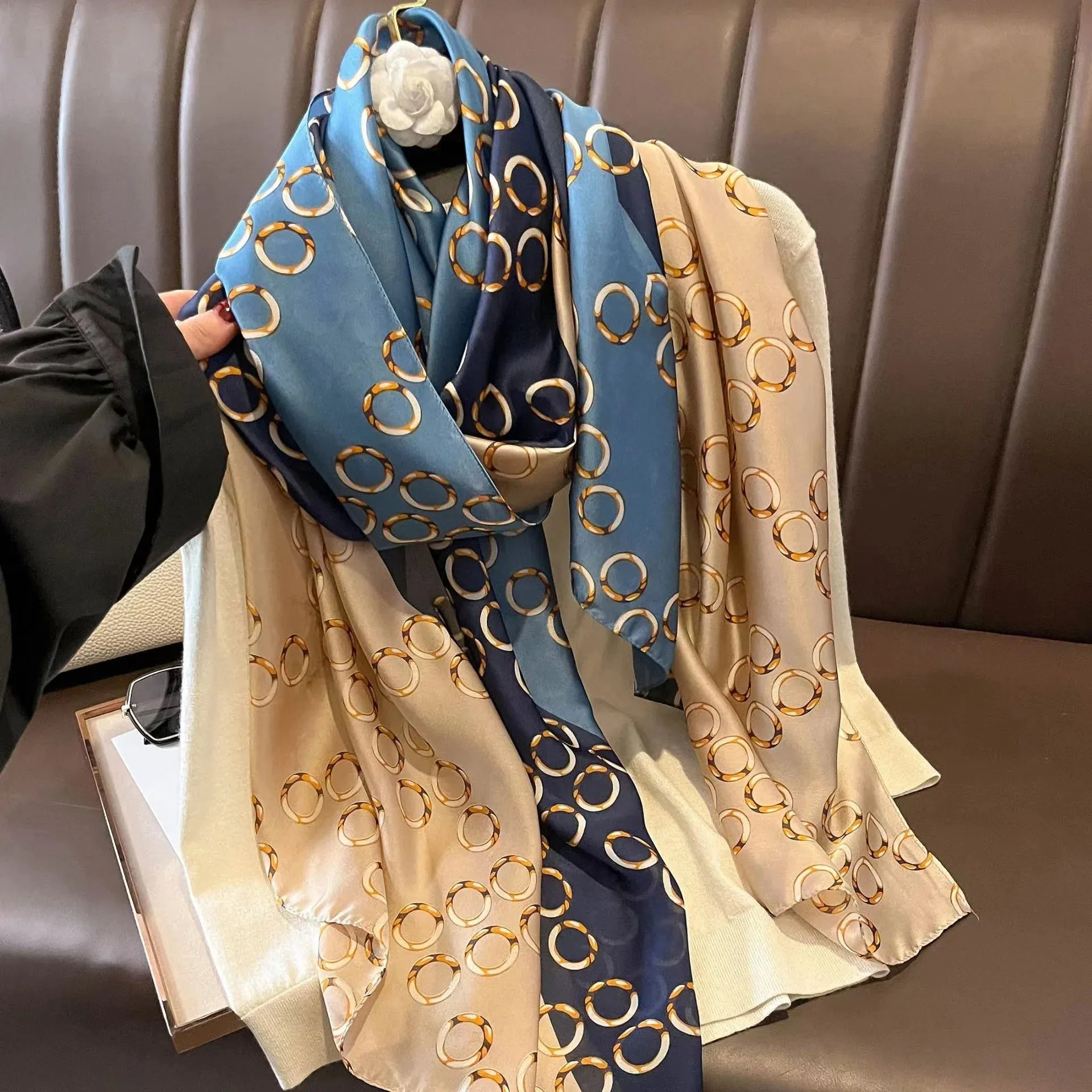 Women Fashion Print Silk Scarf Luxury Warm 180X90CM Shawl