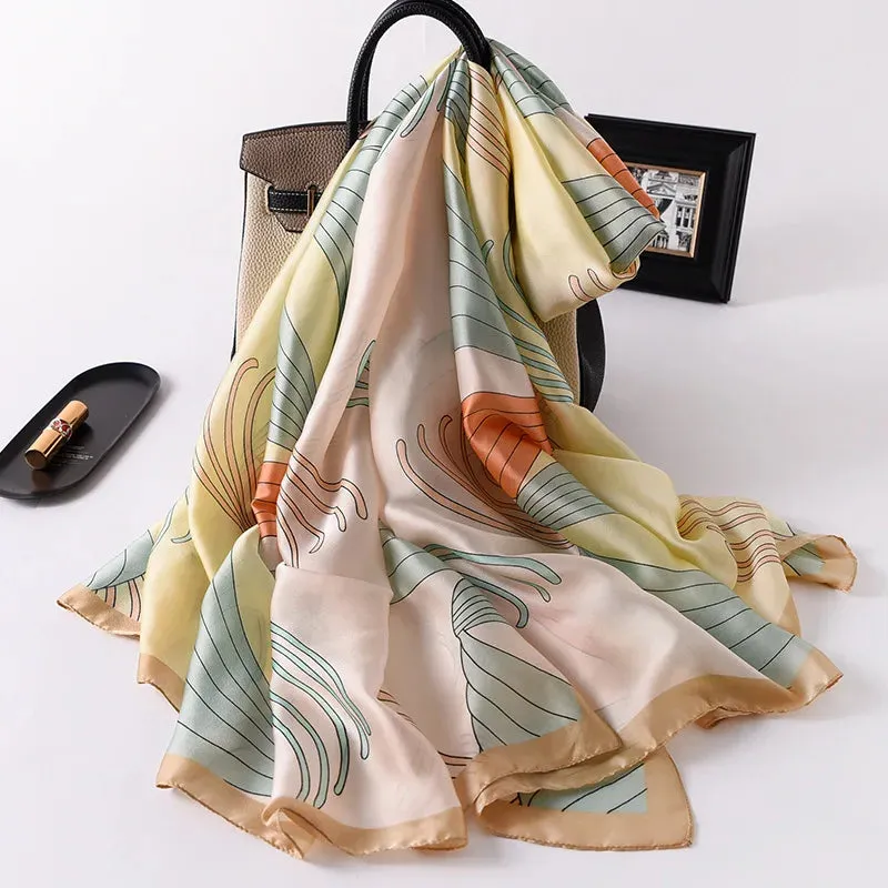 Women Fashion Print Silk Scarf Luxury Warm 180X90CM Shawl