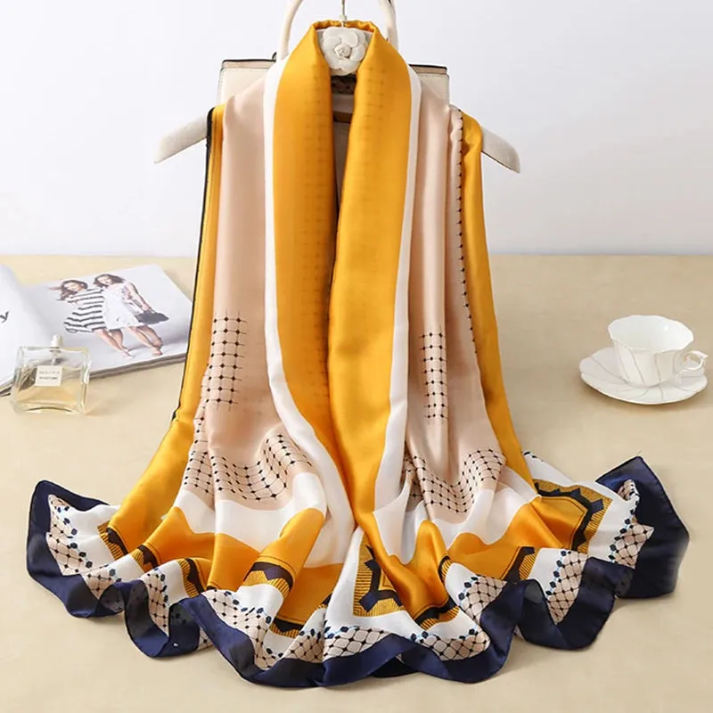 Women Fashion Print Silk Scarf Luxury Warm 180X90CM Shawl