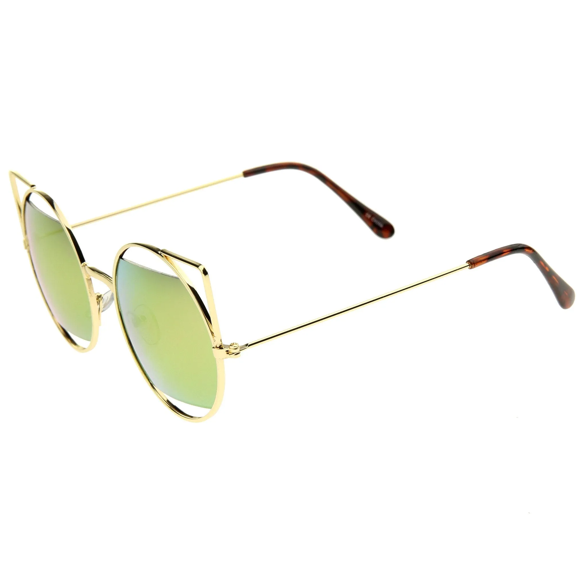 Women's Laser Cut Mirror Lens Cat Eye Sunglasses A349