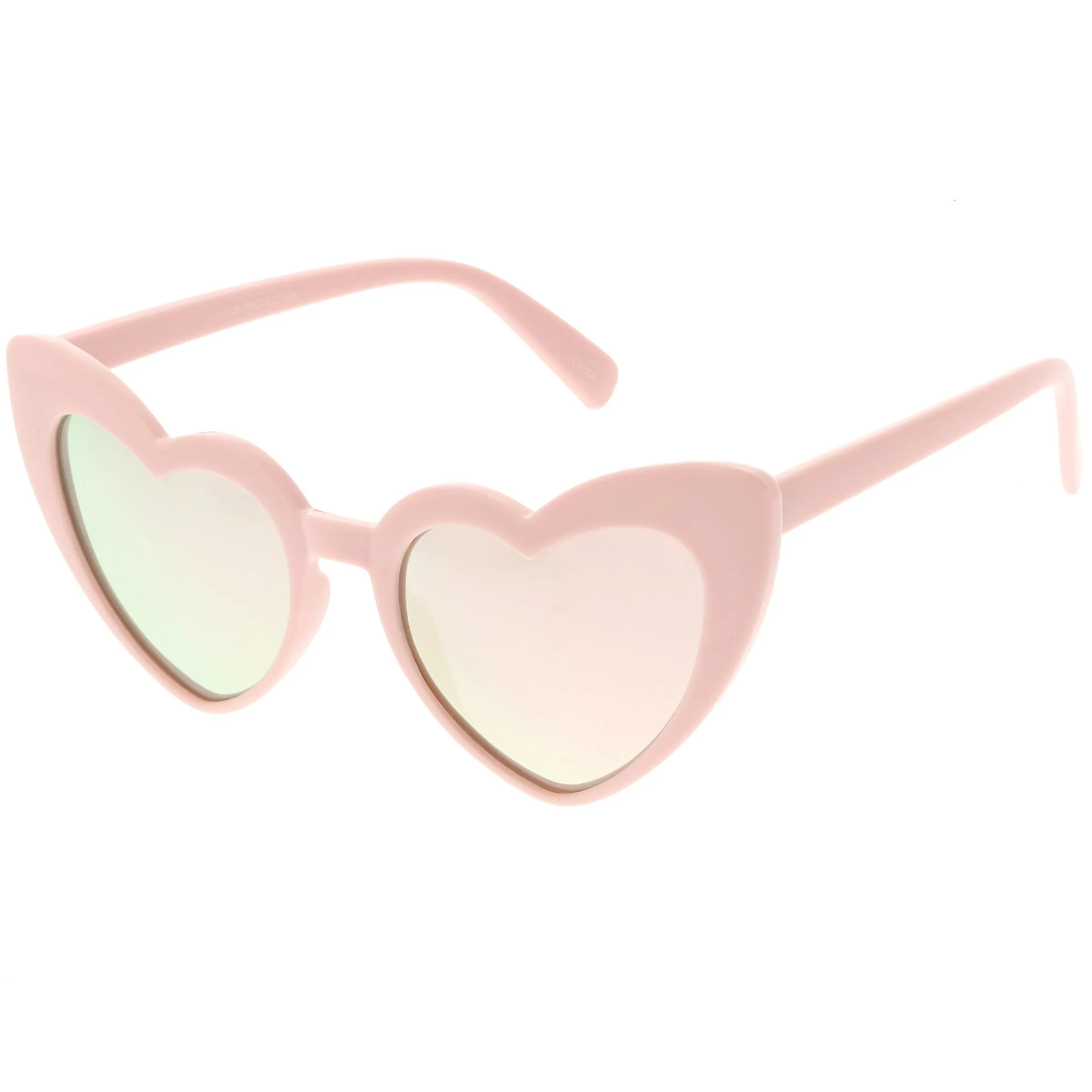 Women's Oversize Cat Eye Heart Shape Mirrored Lens Sunglasses C515