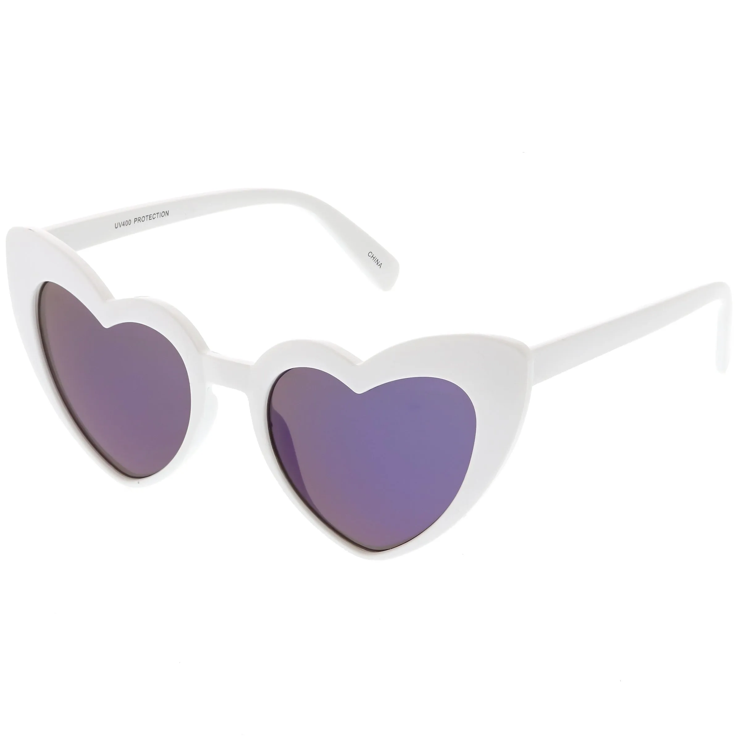 Women's Oversize Cat Eye Heart Shape Mirrored Lens Sunglasses C515