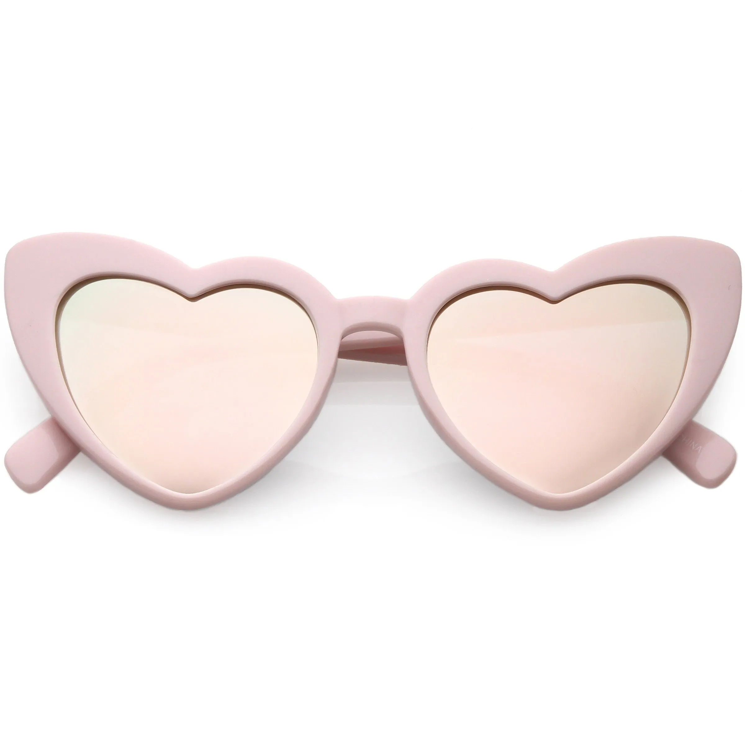 Women's Oversize Cat Eye Heart Shape Mirrored Lens Sunglasses C515