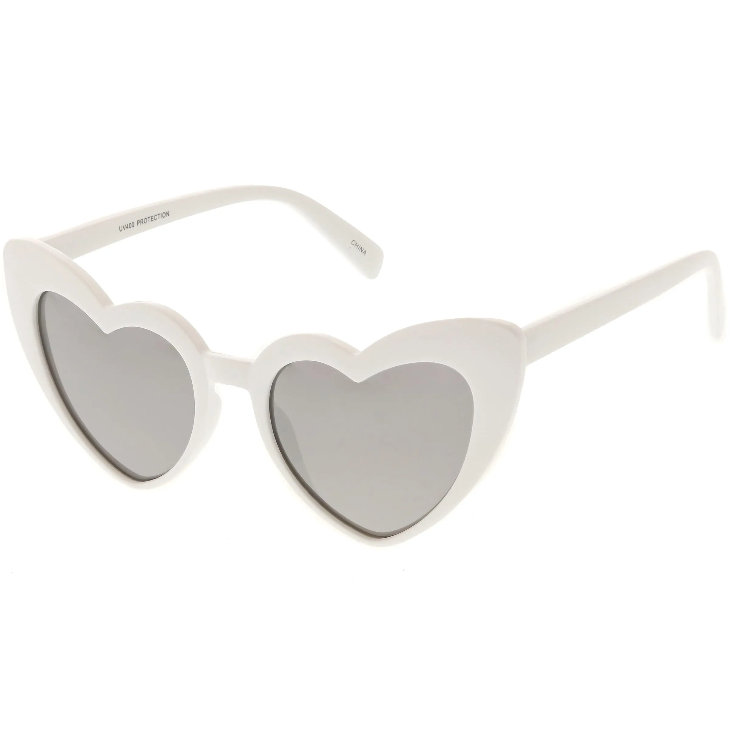 Women's Oversize Cat Eye Heart Shape Mirrored Lens Sunglasses C515