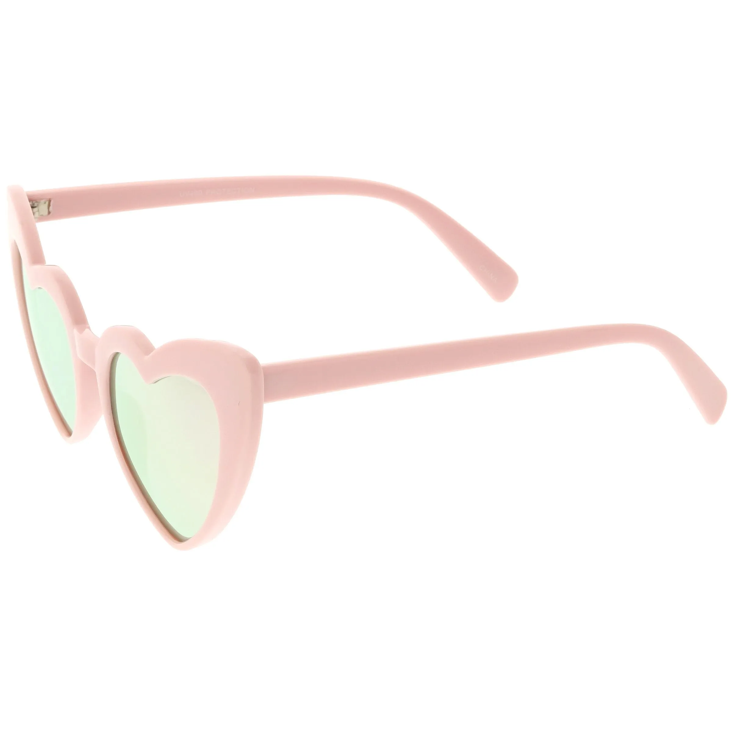 Women's Oversize Cat Eye Heart Shape Mirrored Lens Sunglasses C515