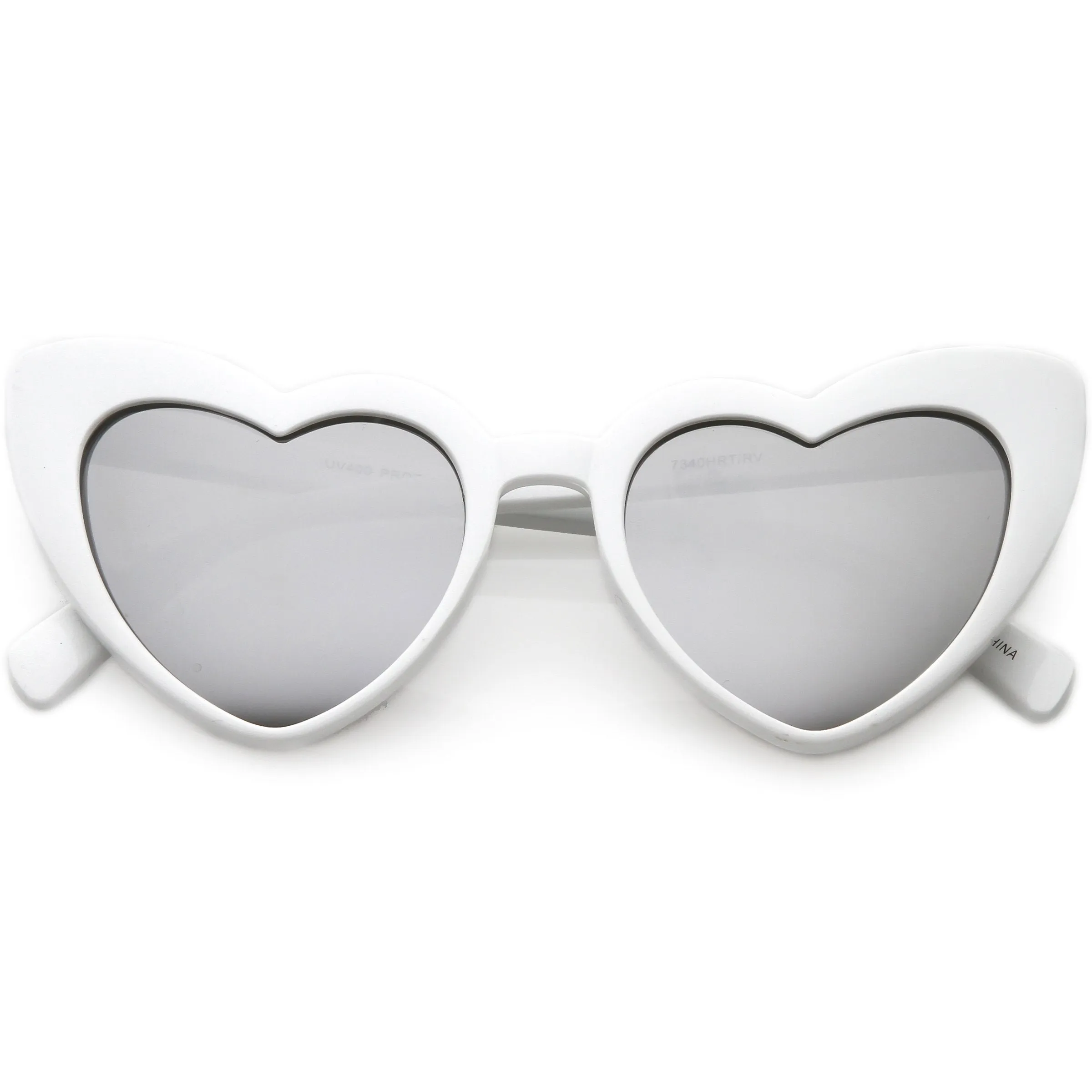 Women's Oversize Cat Eye Heart Shape Mirrored Lens Sunglasses C515