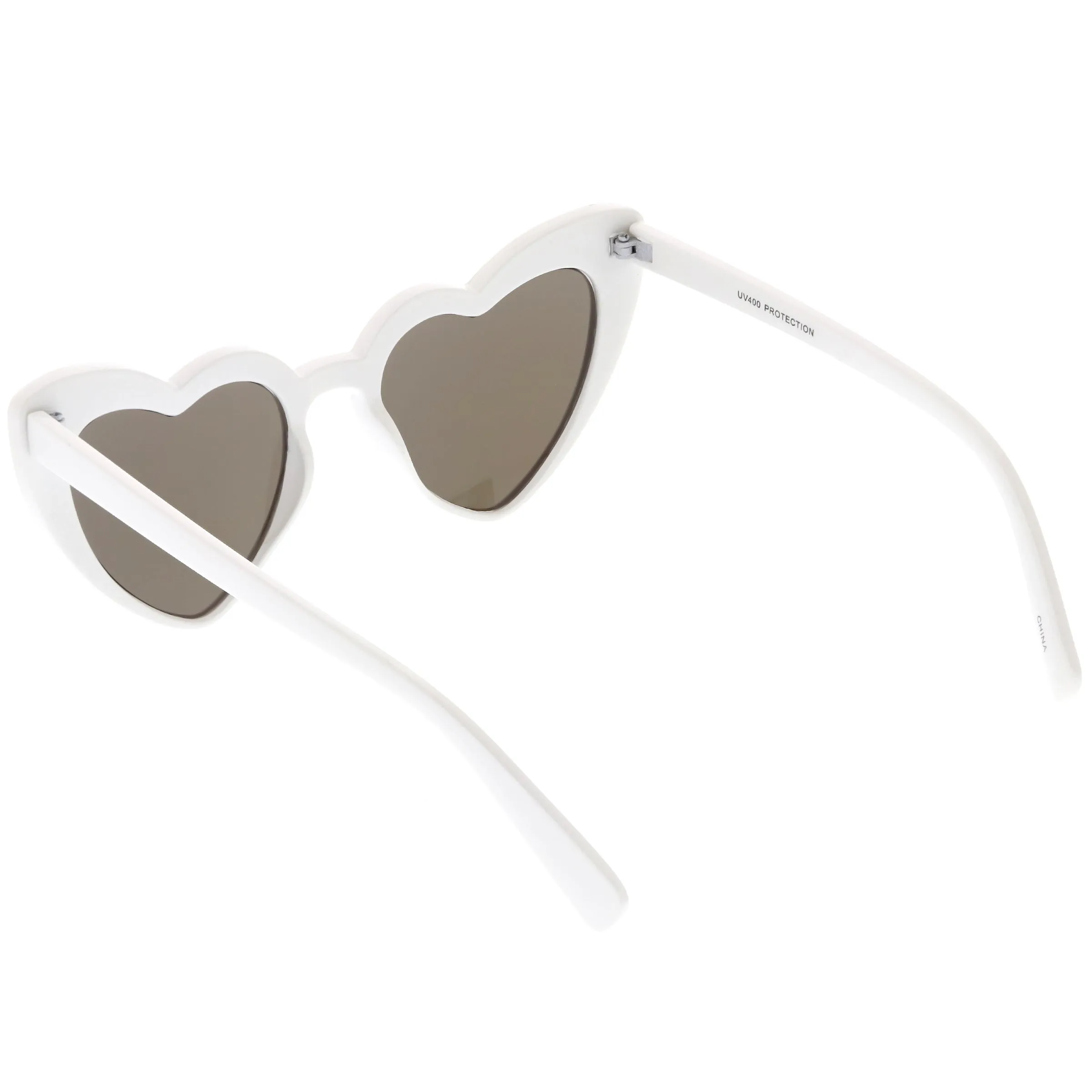 Women's Oversize Cat Eye Heart Shape Mirrored Lens Sunglasses C515