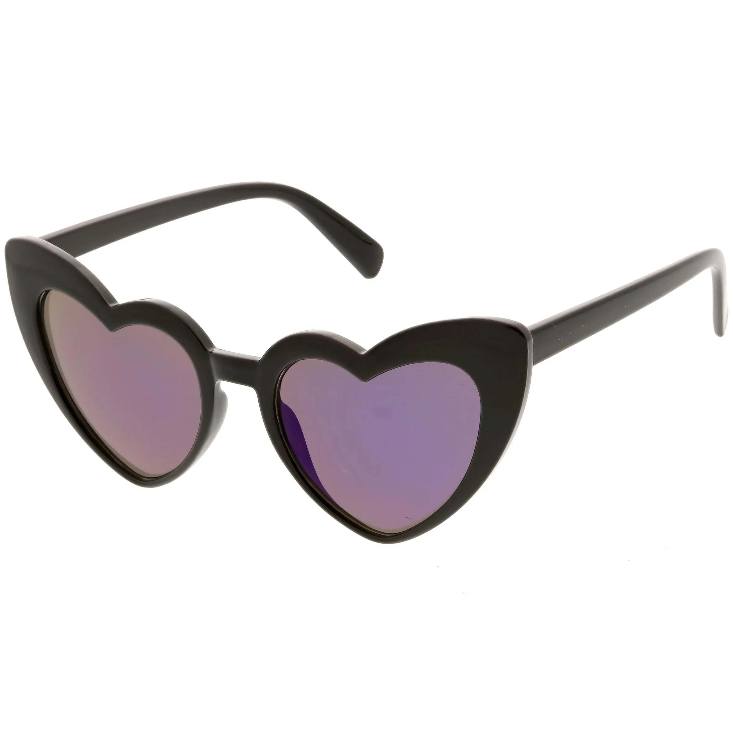 Women's Oversize Cat Eye Heart Shape Mirrored Lens Sunglasses C515