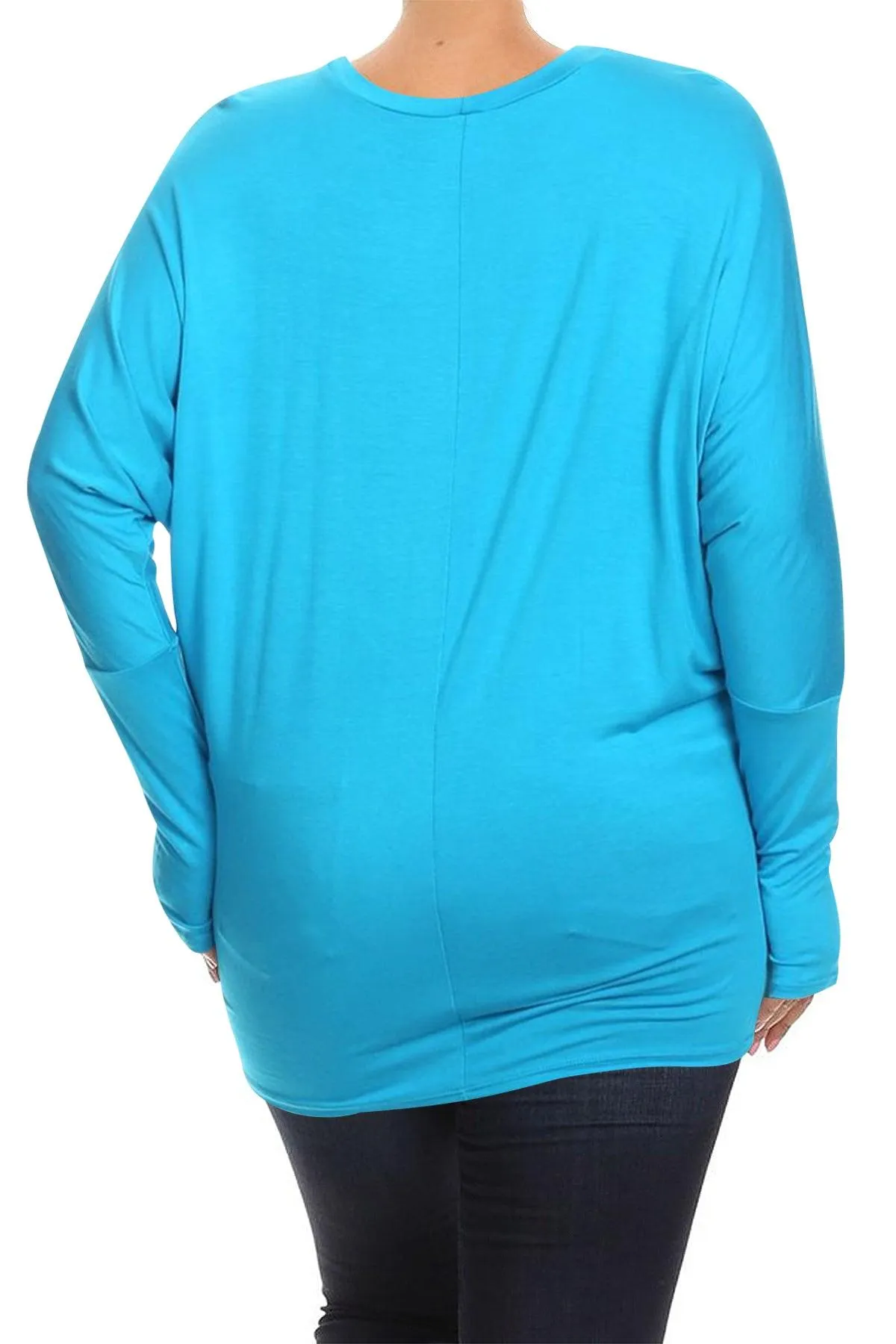 Women's Plus Size Dolman Long Sleeve Solid Loose Fit Tunic Top