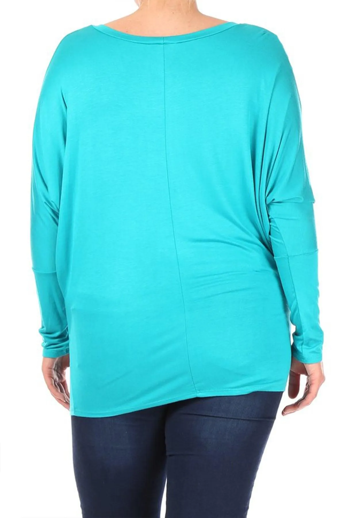 Women's Plus Size Dolman Long Sleeve Solid Loose Fit Tunic Top