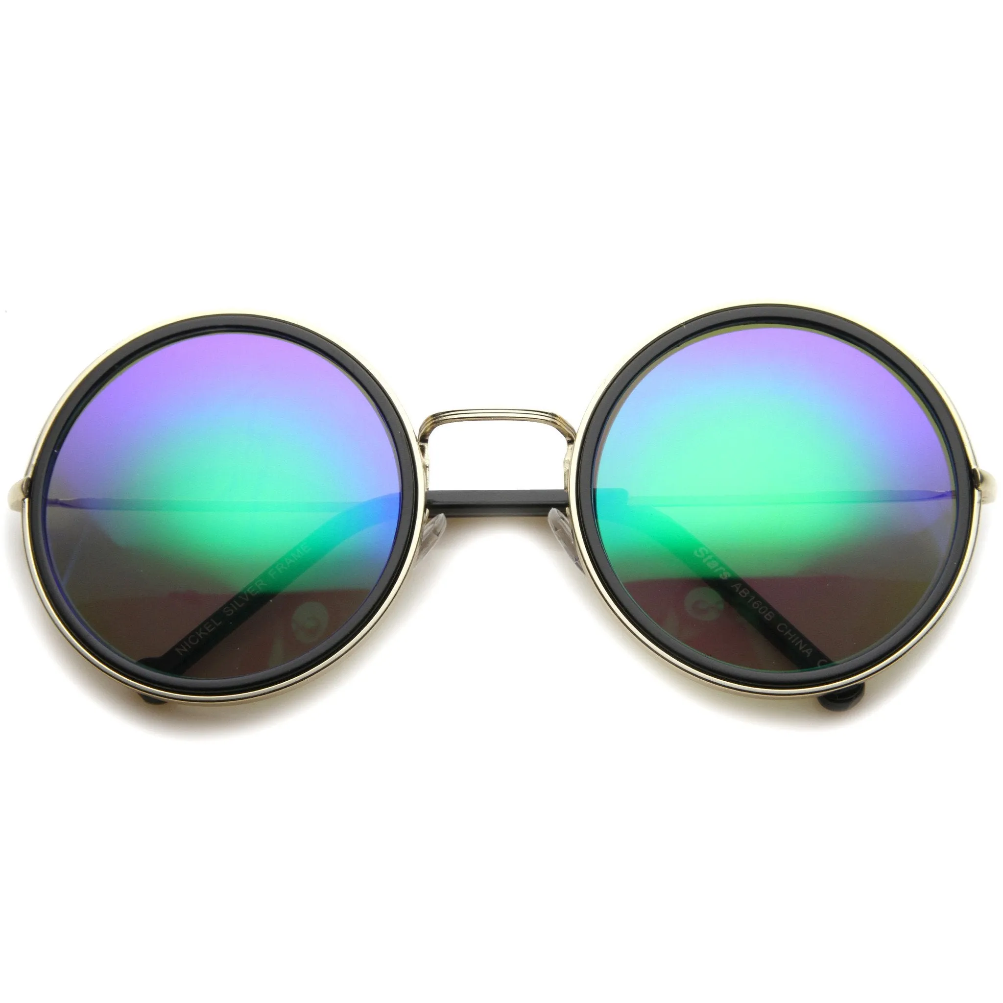 Women's Round Metal Mirrored Lens Sunglasses A039